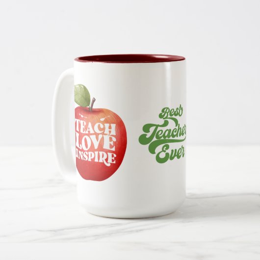 Lehrer Wertschätzung Teach Liebe Inspirier Kaffee  Zweifarbige Tasse (Vorderseite Links)