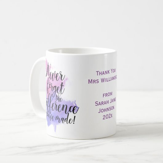 Lehrer Wertschätzung Wasserfarbe nie vergessen Kaffeetasse (Vorderseite Links)