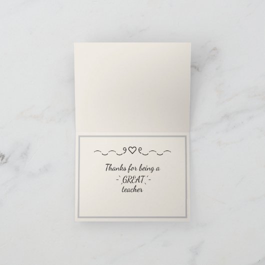 Lehrer Wertschätzung Word Cloud Danke Karte (Innenseite)