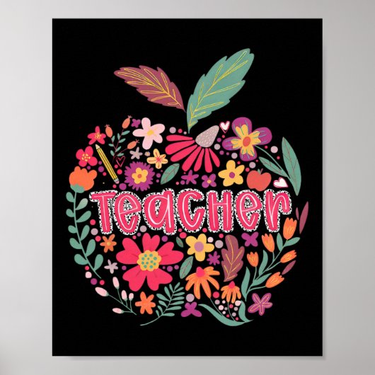 Lehrer Wildblume Glücklicher erster Schultag zurüc Poster (Vorne)