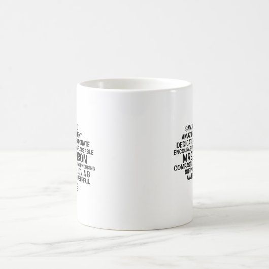 Lehrer Word Cloud Name und Eigenschaften Kaffeetasse (Mittel)