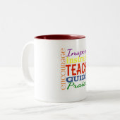 Lehrer-Wort-Bild-Lehrer-Schulkinder Zweifarbige Tasse (Vorderseite Links)