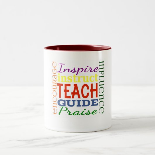 Lehrer-Wort-Bild-Lehrer-Schulkinder Zweifarbige Tasse (Mittel)