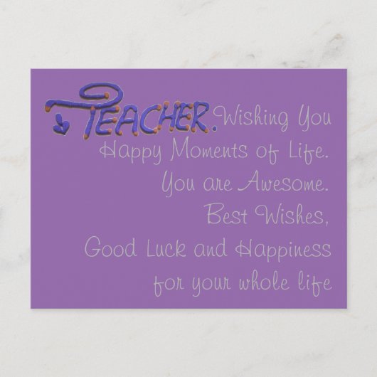 Lehrer wünscht Ihnen glückliche Momente Postkarte (Vorderseite)