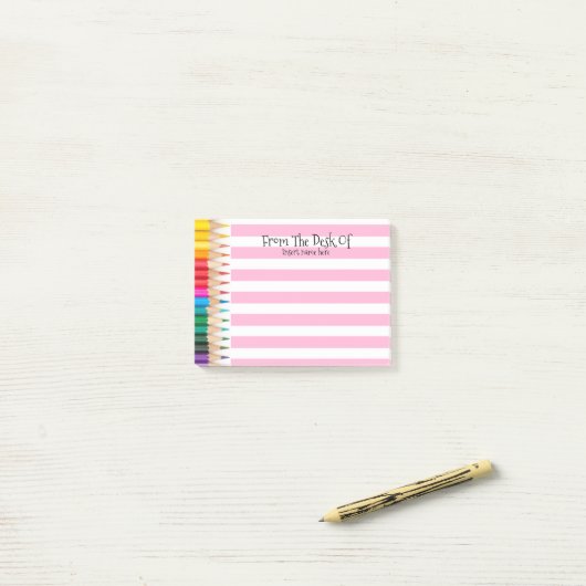 Lehrer zeichnen gezeichnet, um post-it klebezettel (Auf Schreibtisch)