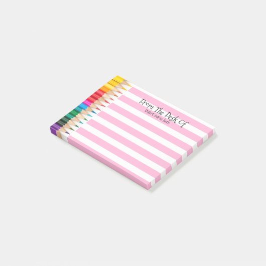 Lehrer zeichnen gezeichnet, um post-it klebezettel (angewinkelt)