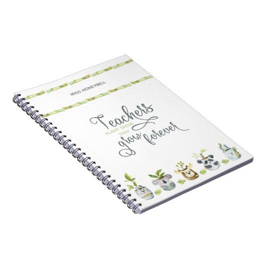 Lehrer zitieren Süße Tier Pflanze Pot Notizblock (Rechte Seite)