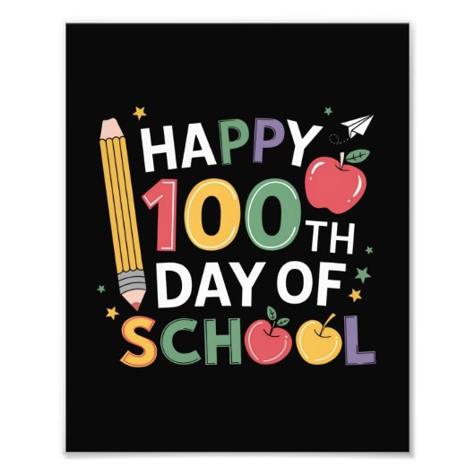 Lehrer zum 100. Schultag Glücklicher 100. Tag Fotodruck (Vorne)