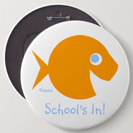 Lehrer zurück zur Schule in Niedlichen Goldfish Button (Vorne & Hinten)