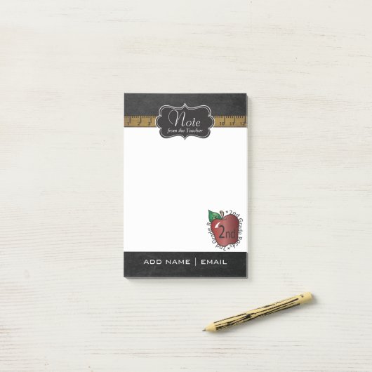 Lehrer zweiter Klasse | DIY Text Post-it Klebezettel (Auf Schreibtisch)