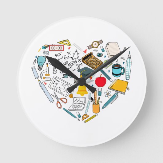 Lehrerassistent Professor Tool Heart Runde Wanduhr (Vorderseite)