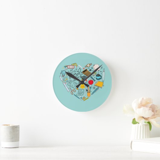 Lehrerassistent Professor Tool Heart Runde Wanduhr (Zuhause)