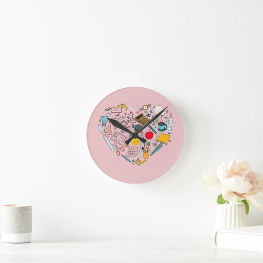 Lehrerassistent Professor Tool Heart Runde Wanduhr (Zuhause)
