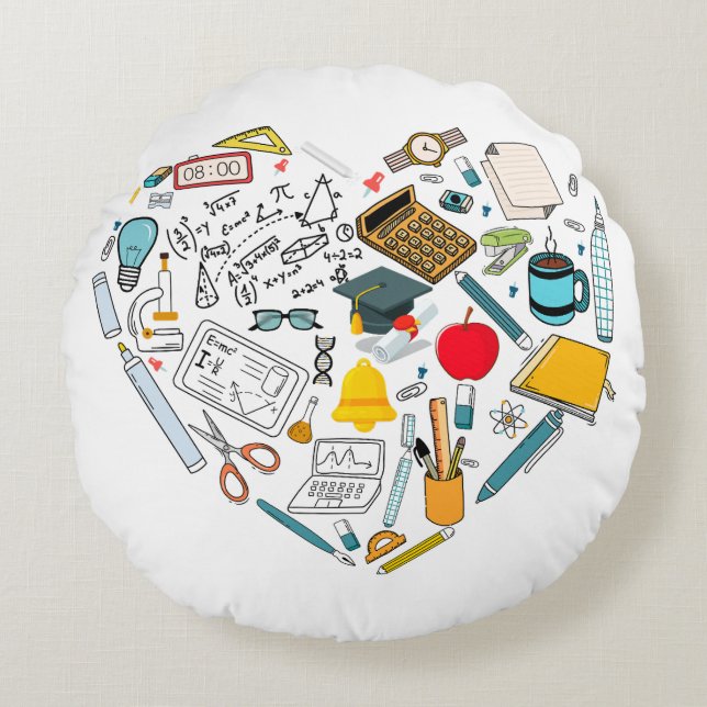 Lehrerassistent Professor Tool Heart Rundes Kissen (Vorderseite)