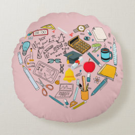 Lehrerassistent Professor Tool Heart Rundes Kissen