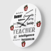 Lehrerattribute+rote Äpfel Große Wanduhr (Winkel)