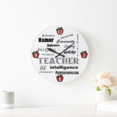 Lehrerattribute+rote Äpfel Große Wanduhr (Zuhause)