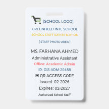 Lehrerausweis | Assistenten-ID – Schulpersonal