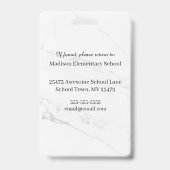 Lehrerausweis Name Schule Vorlage Foto Abzeichen Ausweis (Rückseite)