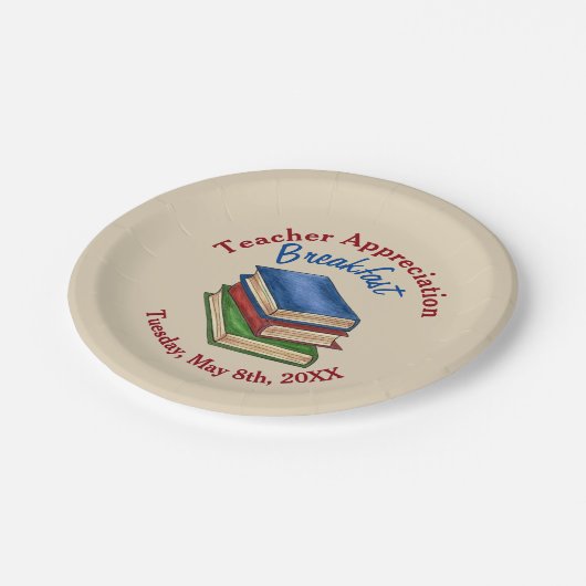 Lehrerauswertungs-Gastgeschenk-Bibliotheksbücher Pappteller (Schrägansicht)