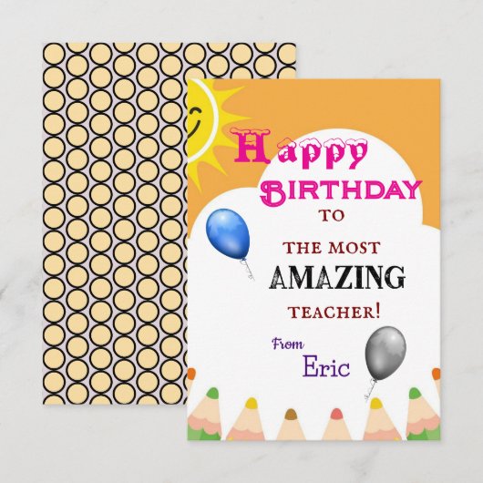 Lehrerbday karte (Vorne/Hinten)