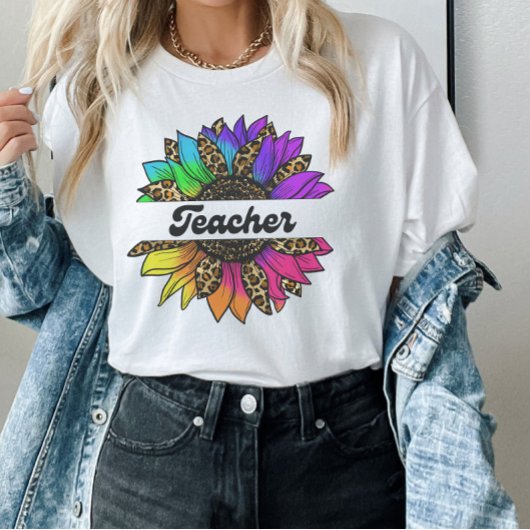 Lehrerberuf Regenbogenblume T-Shirt