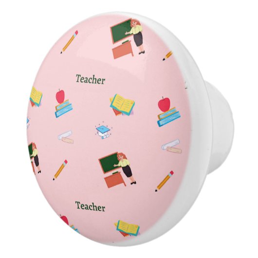 Lehrerberufsmuster auf rosa keramikknauf (Rechts)