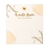 Lehrerbewertung Boho botanische Sitte Notizblock (Vorderseite)