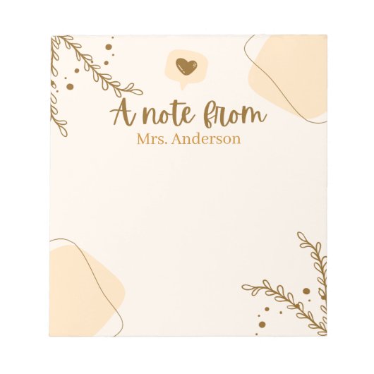 Lehrerbewertung Boho botanische Sitte Notizblock (Vorderseite)