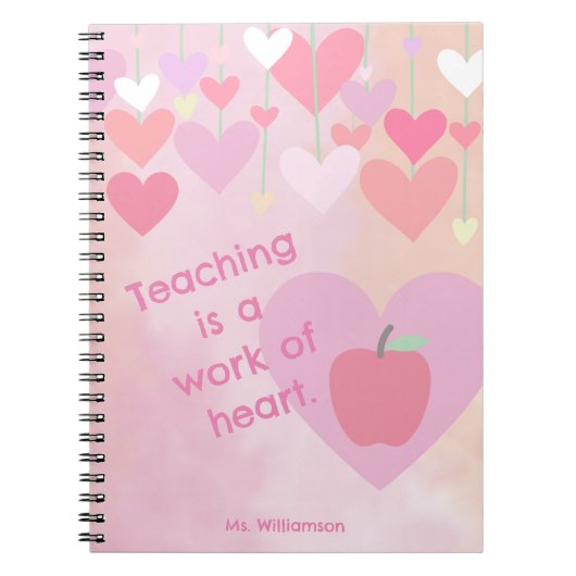 Lehrerbewertung dank Apple Heart Monogram Notizblock (Vorderseite)
