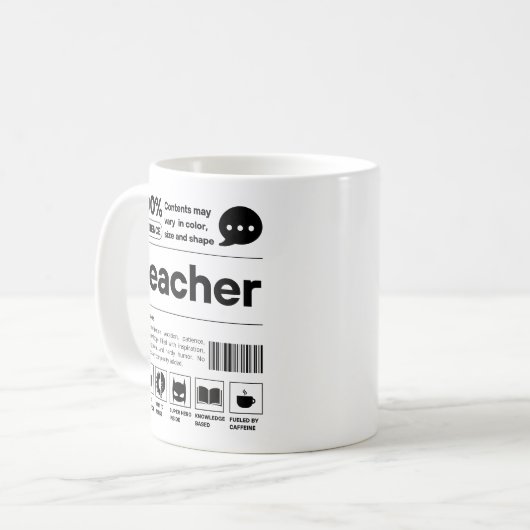 Lehrerbewertung Funny Barcode Moderne Kaffeetasse (Vorderseite Links)