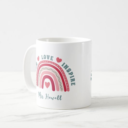 Lehrerbewertung in der Liebe Inspirier der Rainbow Kaffeetasse (Vorderseite Links)
