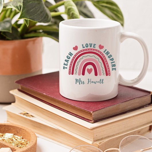 Lehrerbewertung in der Liebe Inspirier der Rainbow Kaffeetasse