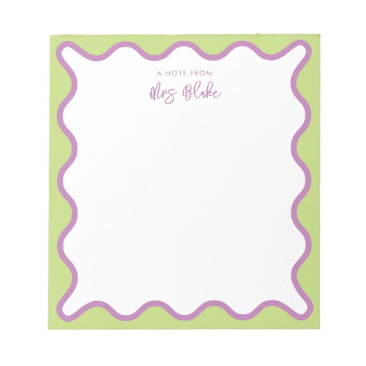 Lehrerbewertung Lila grüne Wavy Notizblock (Vorderseite)