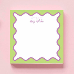 Lehrerbewertung Lila grüne Wavy Notizblock