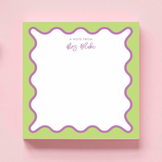 Lehrerbewertung Lila grüne Wavy Notizblock
