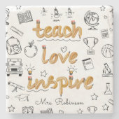 Lehrerbewertung Modernes Doodle-Design Steinuntersetzer (Vorderseite)