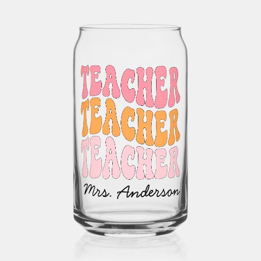 Lehrerbewertung Personalisiert mit Name Retro Dosenglas (Vorderseite)
