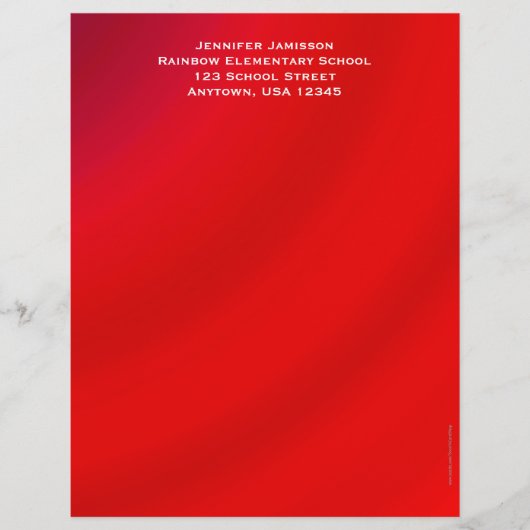 Lehrerbewertung, Personalisierte rote Farbe Briefbogen (Vorderseite)