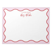 Lehrerbewertung Rosa Rote Wavy Notizblock (Vorderseite)