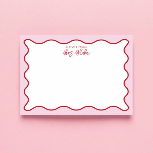 Lehrerbewertung Rosa Rote Wavy Notizblock