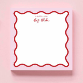 Lehrerbewertung Rosa Rote Wavy Notizblock