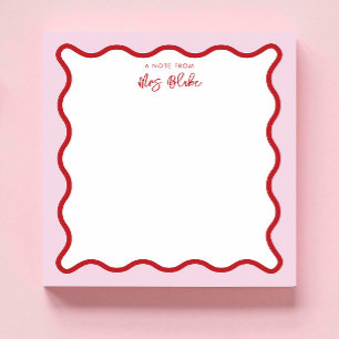 Lehrerbewertung Rosa Rote Wavy Notizblock