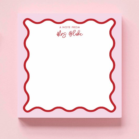 Lehrerbewertung Rosa Rote Wavy Notizblock