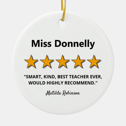 Lehrerbewertungsbericht Weihnachten Keramik Ornament (Vorne)