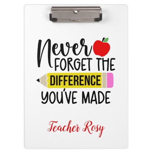 Lehrerbewertungsklammern Vergessen Sie nie Klemmbrett (Vorderseite)