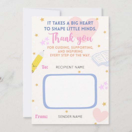 Lehrerbewertungsstitel Karteninhaber für Lehrer Dankeskarte (Vorderseite)