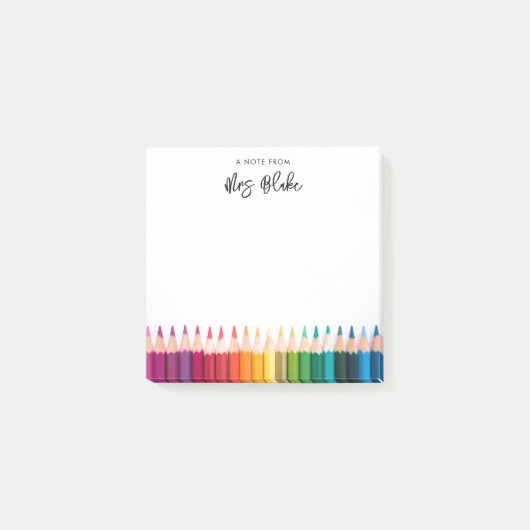 Lehrerbewertungsstitel Rainbow Pencils Post-it Klebezettel (Vorderseite)