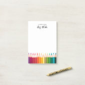 Lehrerbewertungsstitel Rainbow Pencils Post-it Klebezettel (Auf Schreibtisch)
