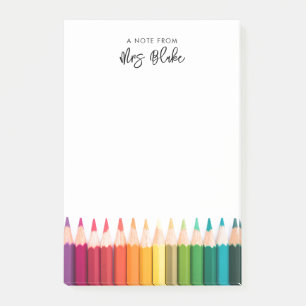 Lehrerbewertungsstitel Rainbow Pencils Post-it Klebezettel